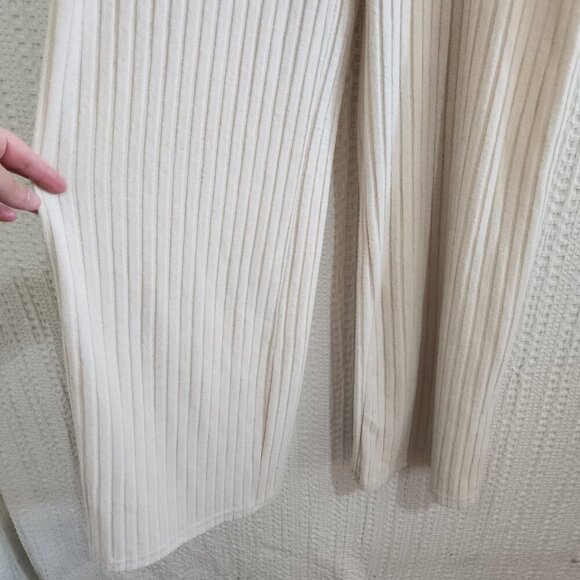Yozy Ribbed Ivory Slouchy Overalls Jumpsuit Women's Size Medium - Picture 4 of 11